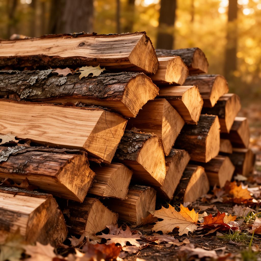 Stack of seasoned oak and maple firewood